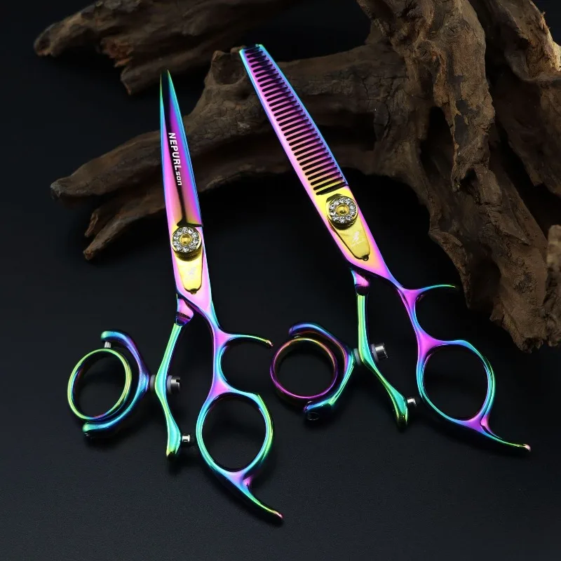 6.0-inch color 360°rotating handle, made of high-grade 440c steel which is durable. Right-hand scissors, salon hair clipper
6.0-inch color 360°rotating handle, made of high-grade 440c steel which is durable. Right-hand scissors, salon hair clipper