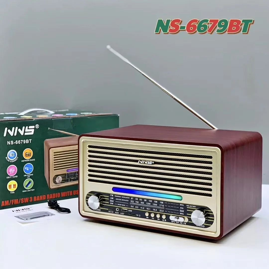 New NS6679 Bluetooth Speaker, Wooden Classical Home Radio, Subwoofer, Plug-In Small Speaker
New NS6679 Bluetooth Speaker, Wooden Classical Home Radio, Subwoofer, Plug-In Small Speaker