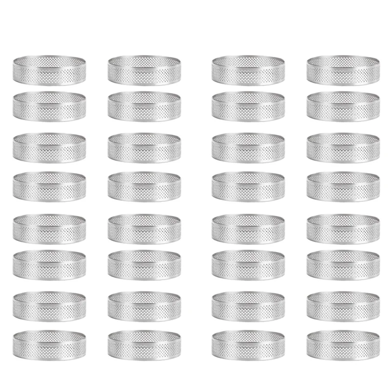 B62B-32Pcs Stainless Steel Tart Ring, Heat-Resistant Perforated Cake Mousse Ring Round Double Rolled Tart Ring Metal Mold 6Cm
B62B-32Pcs Stainless Steel Tart Ring, Heat-Resistant Perforated Cake Mousse Ring Round Double Rolled Tart Ring Metal Mold 6Cm