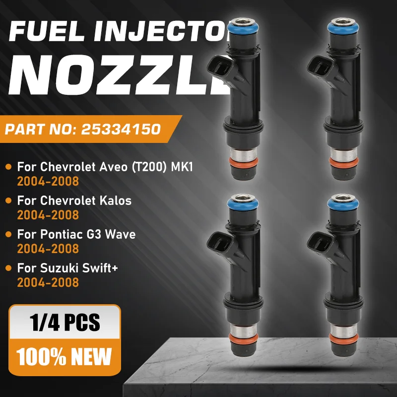 Fuel Injector Nozzle For Chevrolet Aveo Chevy Kalos Chevy Nexia Pontiac G3 Wave Suzuki Swift 1.6L 4 Cylinders 2004-2008 25334150
Fuel Injector Nozzle For Chevrolet Aveo Chevy Kalos Chevy Nexia Pontiac G3 Wave Suzuki Swift 1.6L 4 Cylinders 2004-2008 25334150