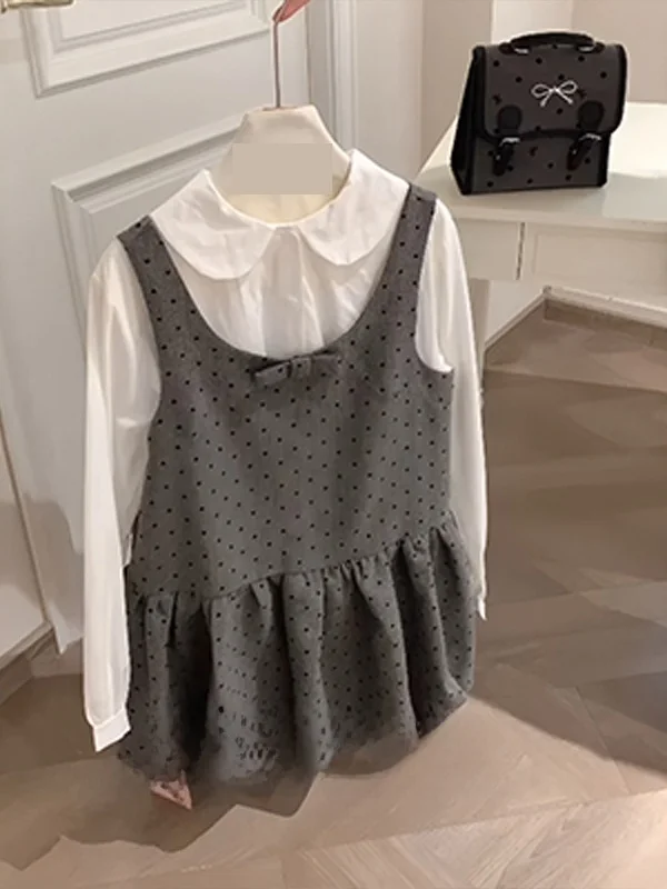 Корейский комплект: топ-жилет в горошек и юбка-блумер, с длинным рукавом и воротником «кукла», для женщин, осенне-зимний наряд
Корейский комплект: топ-жилет в горошек и юбка-блумер, с длинным рукавом и воротником «кукла», для женщин, осенне-зимний наряд