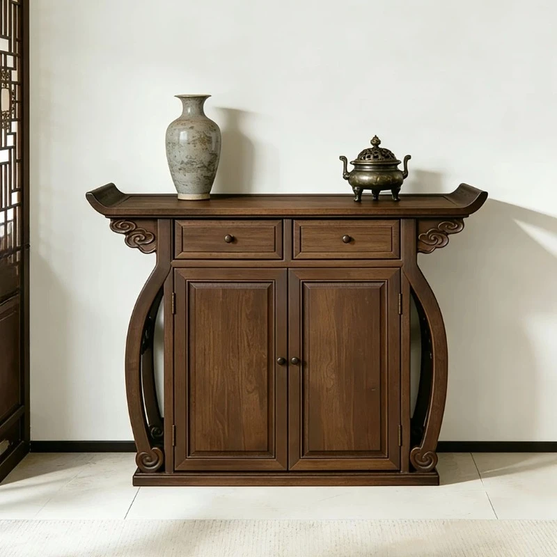 New Chinese black walnut warped head porch decorative cabinet solid wood storage cabinet
New Chinese black walnut warped head porch decorative cabinet solid wood storage cabinet