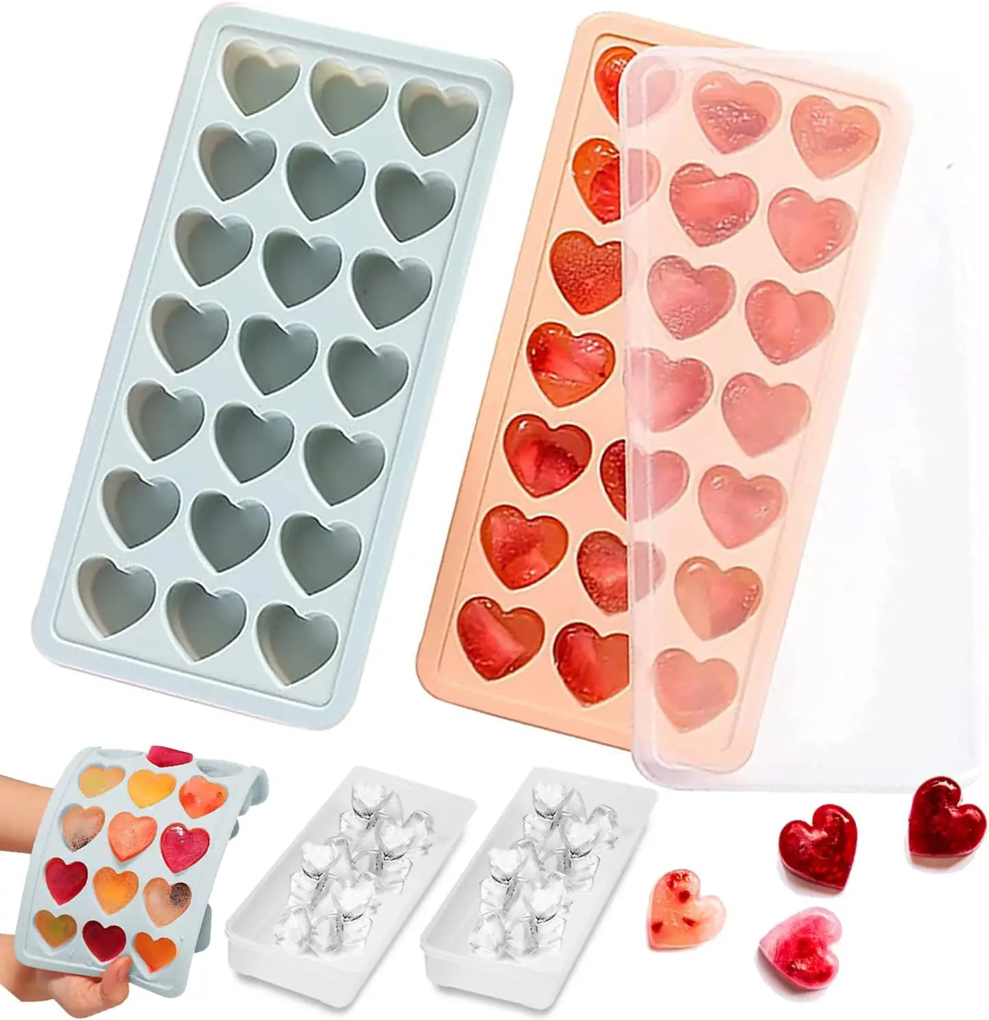 21Grid With lid Silicone Ice-Tray Reusable Large Heart Shape Ice Ball Maker Cocktail Ice Cube Tray Mold DIY Ice Cube Maker
21Grid With lid Silicone Ice-Tray Reusable Large Heart Shape Ice Ball Maker Cocktail Ice Cube Tray Mold DIY Ice Cube Maker