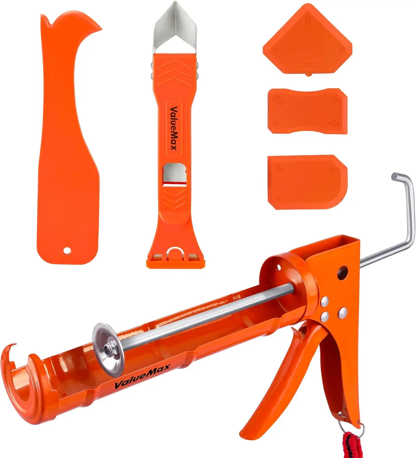 10oz Caulk Gun Kit with Scraper, 10:1 Thrust Ratio, 360° Rotatable, Sealant Finishing Tool for Caulking, Filling, Sealing - Smooth Silicone
10oz Caulk Gun Kit with Scraper, 10:1 Thrust Ratio, 360° Rotatable, Sealant Finishing Tool for Caulking, Filling, Sealing - Smooth Silicone