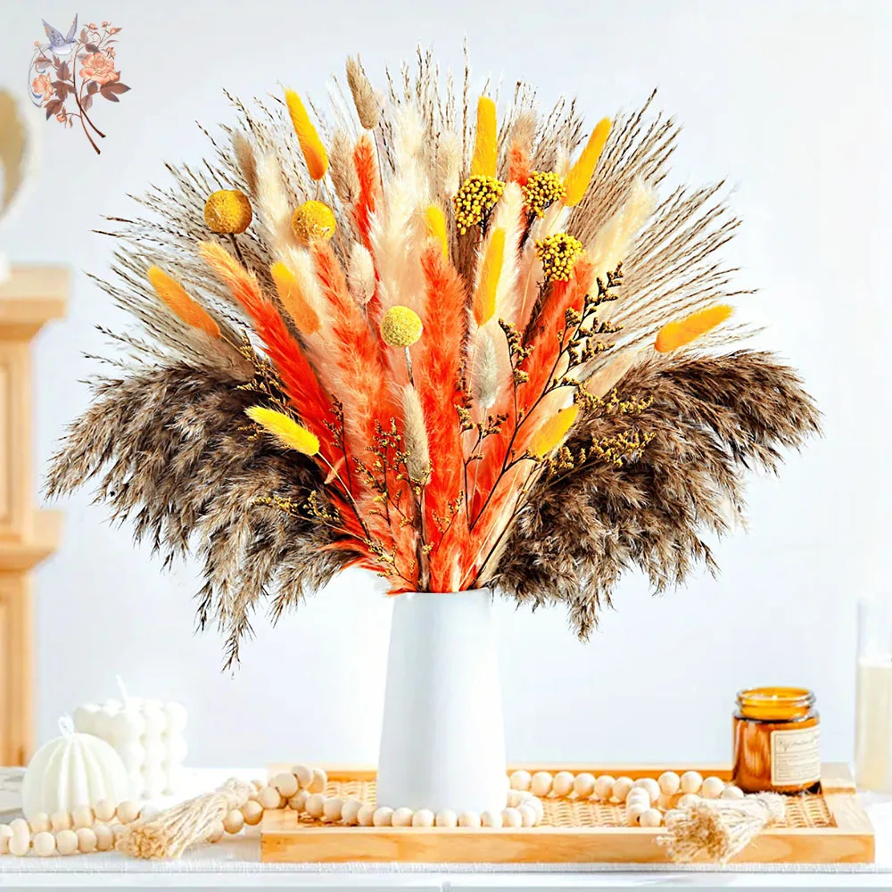 63pcs Dried Flower Bouquets Home Autumn Decoration Orange Nature Pampas Rabbit Tails Grass Boho Fall Garden Wedding Arrangements
63pcs Dried Flower Bouquets Home Autumn Decoration Orange Nature Pampas Rabbit Tails Grass Boho Fall Garden Wedding Arrangements