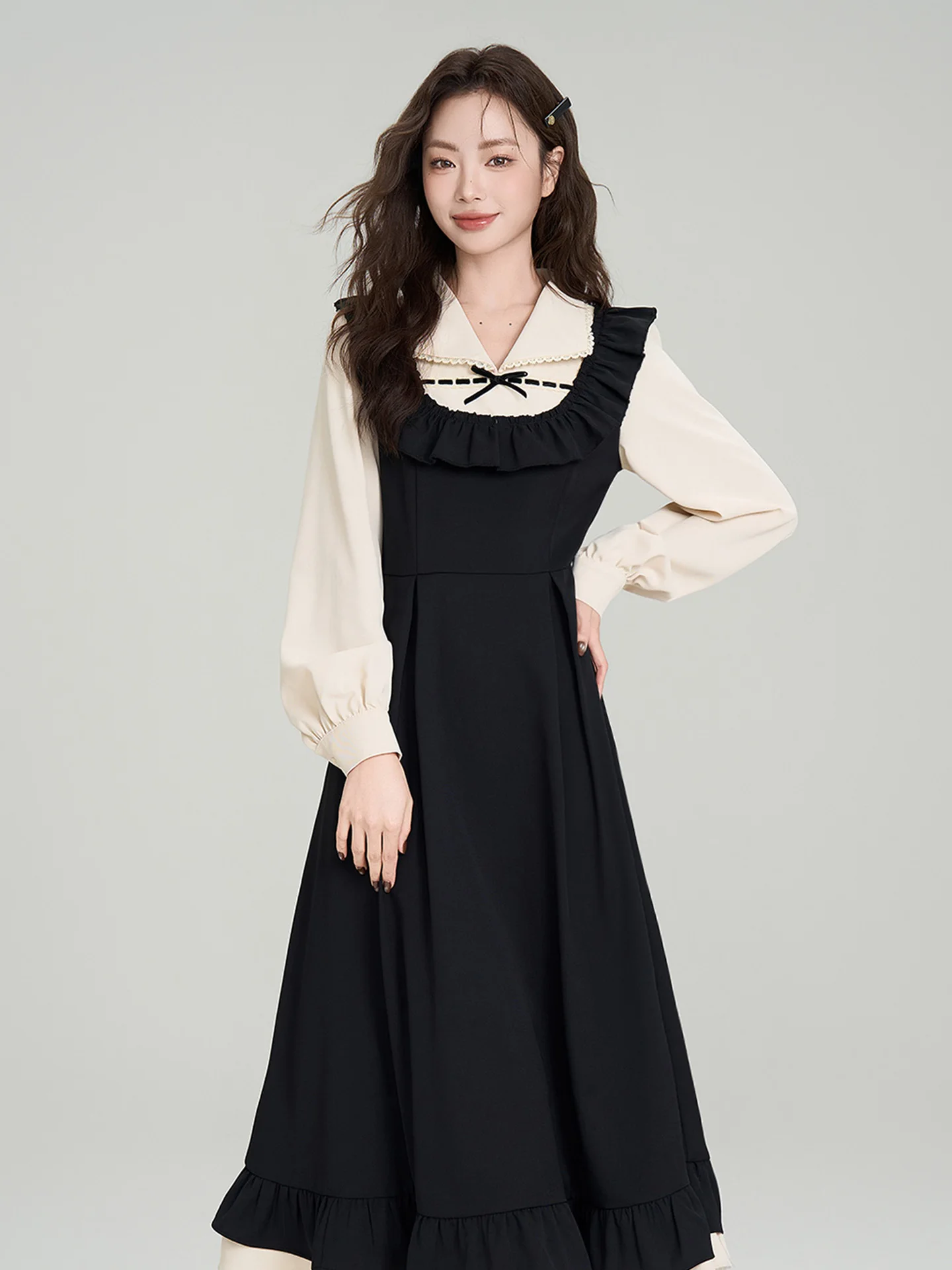 Retro Sweet Collar Dr Women's A-Line Long Dr Spring Autumn New Sle Waist Cinching Slimming Fake Two-Piece French Sle
Retro Sweet Collar Dr Women's A-Line Long Dr Spring Autumn New Sle Waist Cinching Slimming Fake Two-Piece French Sle