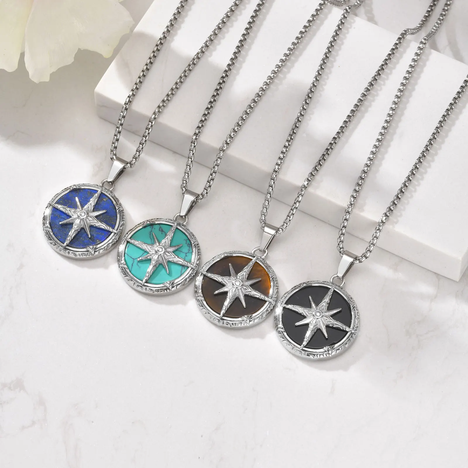 Compass Natural Stone Pendant Necklace, Stainless Steel Star Long Chain Necklace For Men Retro Hip Hop Punk Trendy Jewelry Gift
Compass Natural Stone Pendant Necklace, Stainless Steel Star Long Chain Necklace For Men Retro Hip Hop Punk Trendy Jewelry Gift