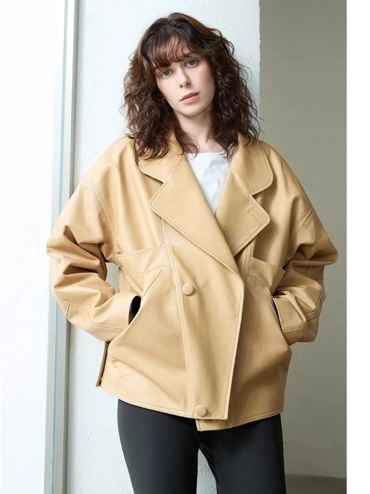 Vintage Genuine Leather Windbreaker Jackets for Women Spring Autumn 2026 New High-end Simple Solid Soft Real Sheepskin Coat
Vintage Genuine Leather Windbreaker Jackets for Women Spring Autumn 2026 New High-end Simple Solid Soft Real Sheepskin Coat