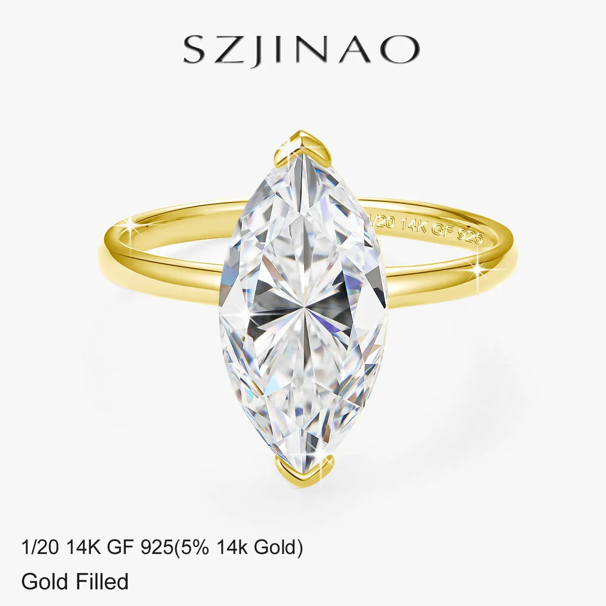 14K Gold Filled 2.5CT Marquise Cut D Color Moissanite Solitaire Ring Minimalist Ring for Women Engagement Proposal Daily Wear
14K Gold Filled 2.5CT Marquise Cut D Color Moissanite Solitaire Ring Minimalist Ring for Women Engagement Proposal Daily Wear