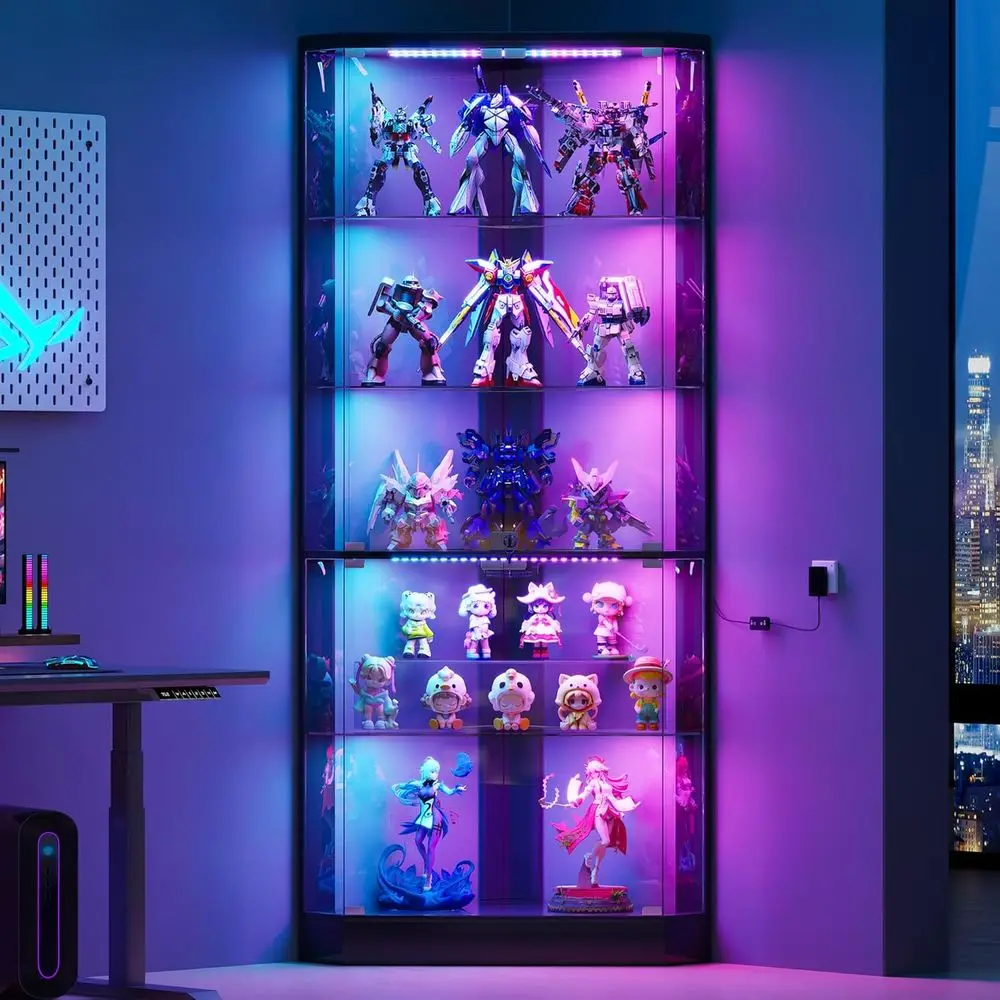 5-Tier Glass Shelf Display Cabinet with RGB Lights and Human Body Sensor, 69 Black Curio Case for Collectibles
5-Tier Glass Shelf Display Cabinet with RGB Lights and Human Body Sensor, 69 Black Curio Case for Collectibles