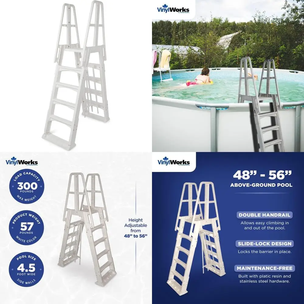 adjustable above ground pool ladder with slide lock and handrail, 48-56 inch
adjustable above ground pool ladder with slide lock and handrail, 48-56 inch