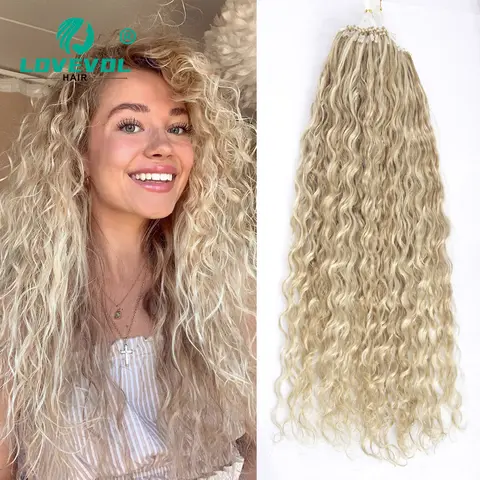 Curly Micro Beads Human Hair Extensions Water Wave Micro Loop Hair Extensions Remy Hair Micro link Hair Extensions 1.0G/strand