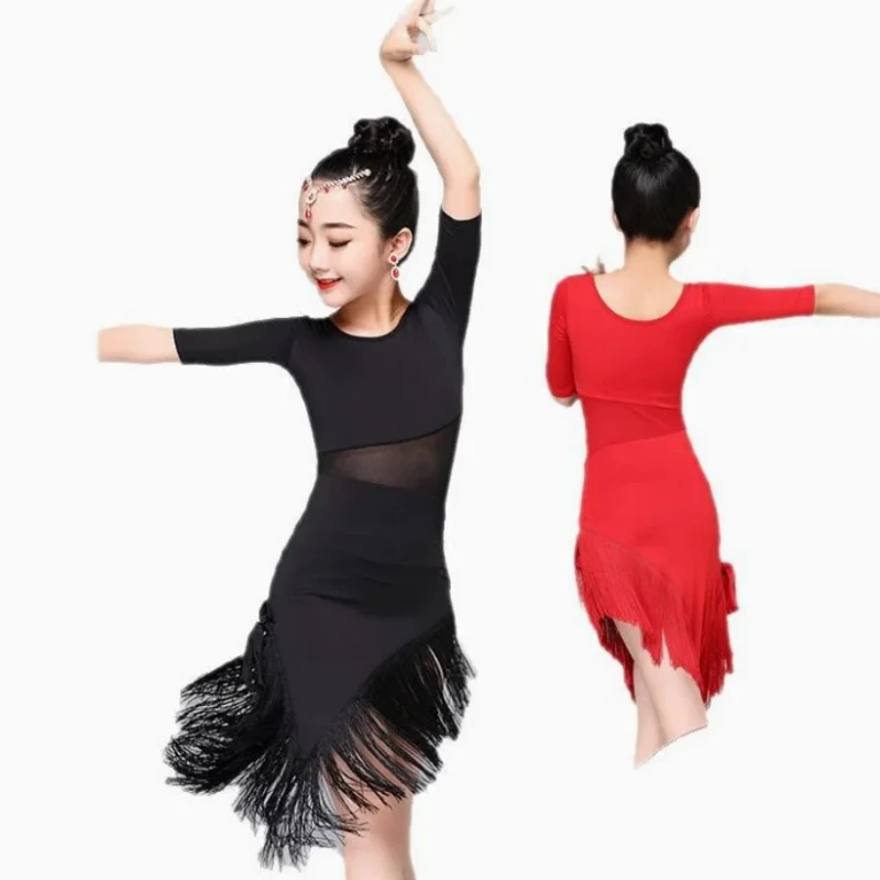 Girls Latin Dance Dress Child Girls Fringe Latin Dance Clothes Salsa Costume Black Red Ballroom Tango Dresses Stage Show
Girls Latin Dance Dress Child Girls Fringe Latin Dance Clothes Salsa Costume Black Red Ballroom Tango Dresses Stage Show
