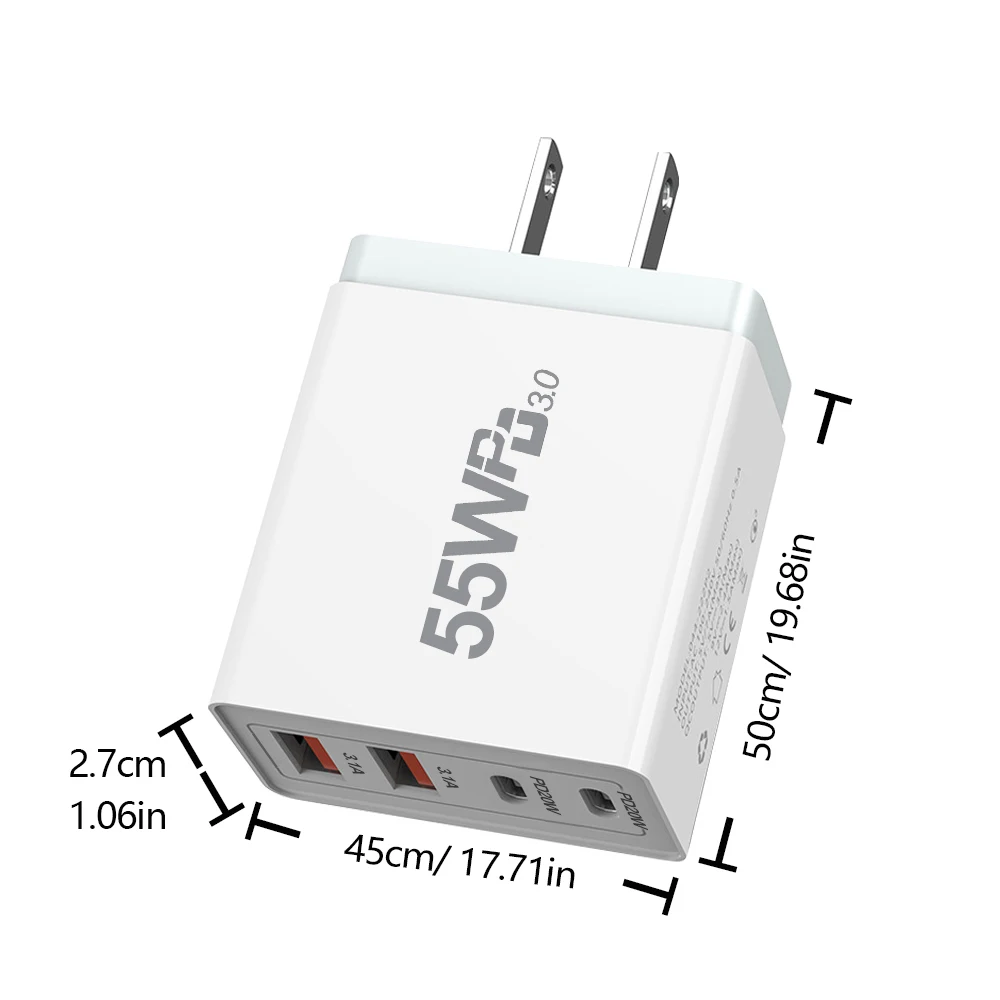 PD 55W Fast USB Charge Charger EU/US/UK/AU Plug Wall Charger Adapter For iPhone 14 13 Xiaomi Huawei Samsung USB C Phone Charger
PD 55W Fast USB Charge Charger EU/US/UK/AU Plug Wall Charger Adapter For iPhone 14 13 Xiaomi Huawei Samsung USB C Phone Charger
