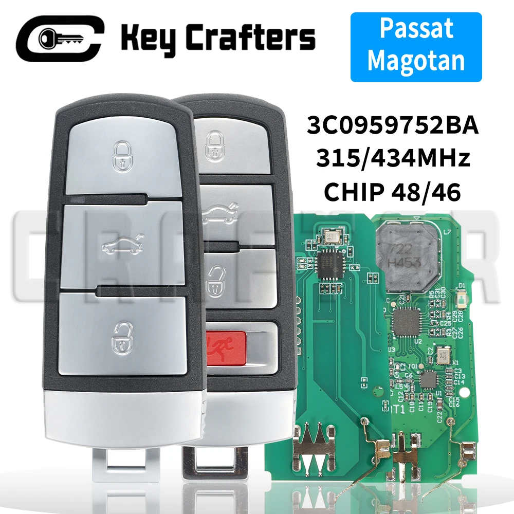 Key Crafters 3C0959752BA 315/434MHz CHIP 46/48 Keyless Go Remote Car Key For VW Volkswagen Passat CC Magotan NBG009066T
Key Crafters 3C0959752BA 315/434MHz CHIP 46/48 Keyless Go Remote Car Key For VW Volkswagen Passat CC Magotan NBG009066T