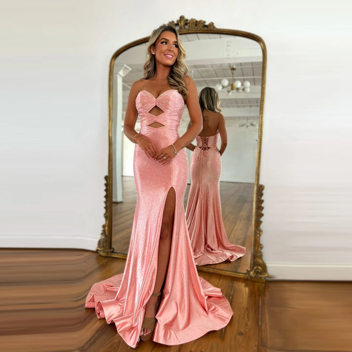 Sharon Said Charming Coral Cut-out Strapless Mermaid Prom Dress with Slit Long Women Evening Graduation Gowns SH387 Customized
Sharon Said Charming Coral Cut-out Strapless Mermaid Prom Dress with Slit Long Women Evening Graduation Gowns SH387 Customized