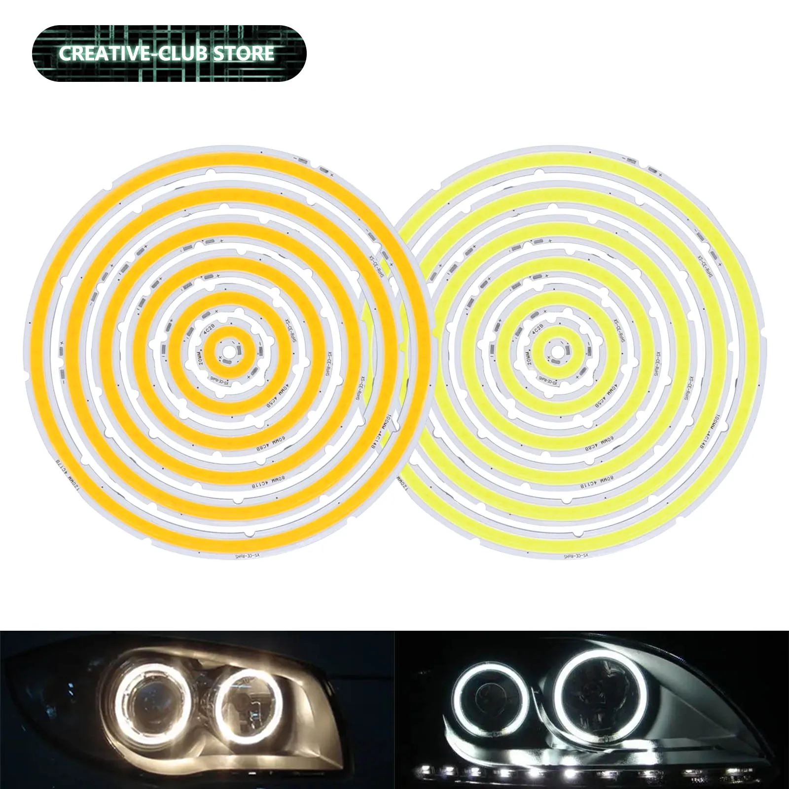 Angel Eyes COB Light Source Annual Shape 2W-12W 12V DC 20mm-120mm Ring LED Chip Cold Warm White Light Source for DIY Car Bulb
Angel Eyes COB Light Source Annual Shape 2W-12W 12V DC 20mm-120mm Ring LED Chip Cold Warm White Light Source for DIY Car Bulb