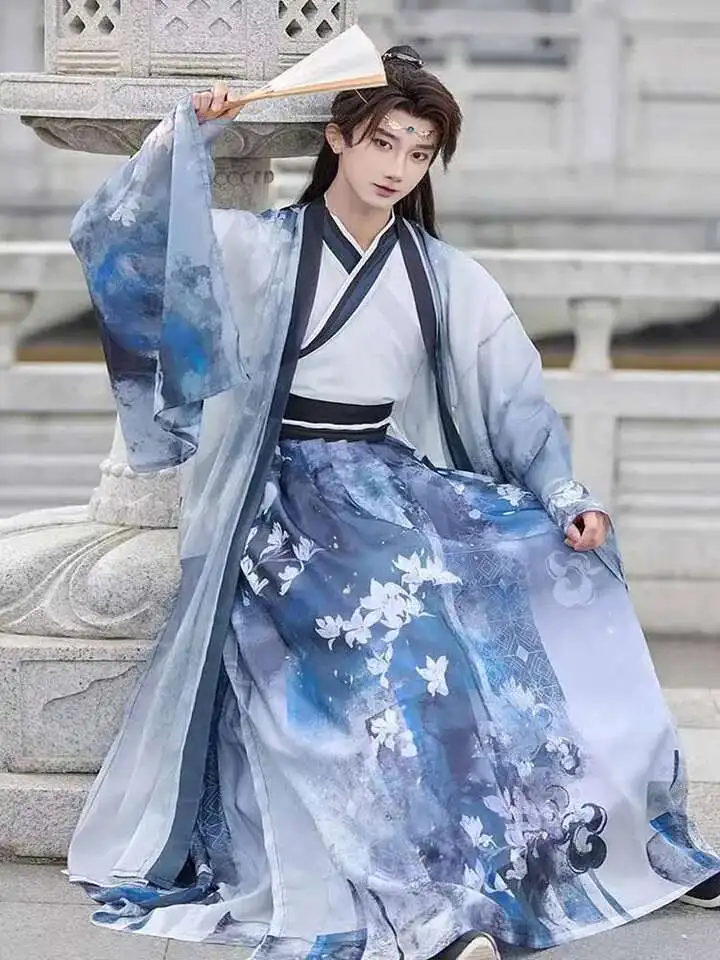 Large Size 3XL Hanfu Men White&Blue Gradient 3pcs Sets Male Halloween Carnival Cosplay Costume Party Hanfu Outfit Plus Size 2XL
Large Size 3XL Hanfu Men White&Blue Gradient 3pcs Sets Male Halloween Carnival Cosplay Costume Party Hanfu Outfit Plus Size 2XL