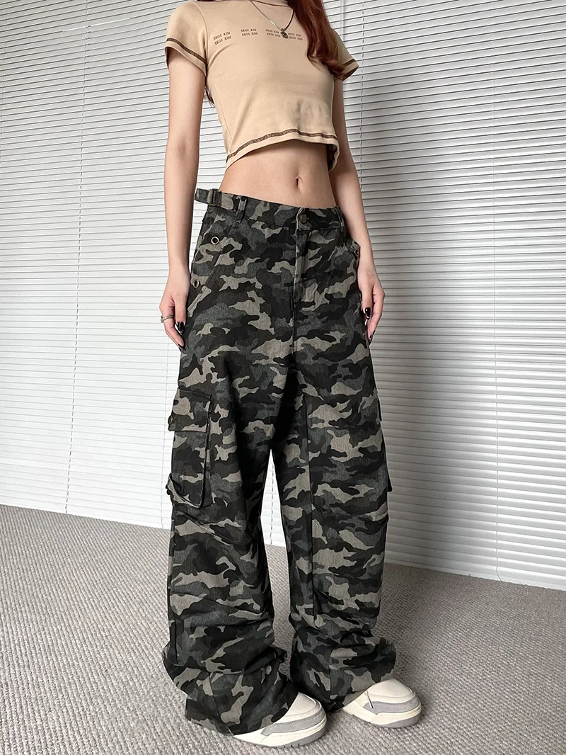 Aket American Retro Camouflage Design Women's Street Loose Straight Leg Wide Leg Pants Casual Trousers Long Pants
Aket American Retro Camouflage Design Women's Street Loose Straight Leg Wide Leg Pants Casual Trousers Long Pants
