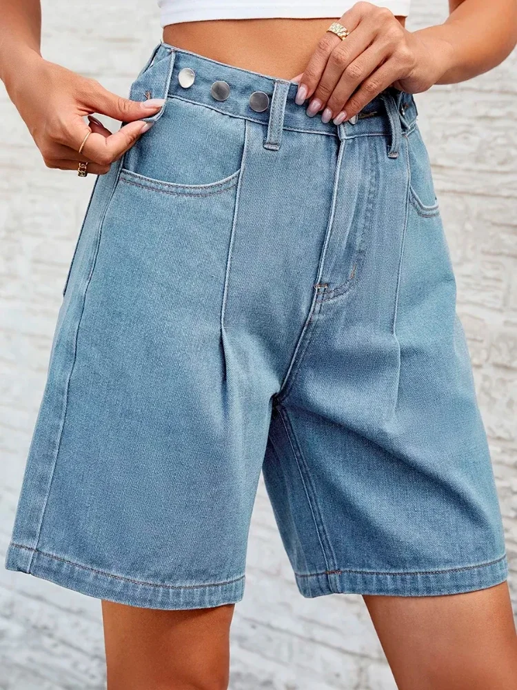 Loose Denim Shorts Fashion Retro America High Waisted Shorts Classics Versatile Straight Adjustable Waist Women's Shorts
Loose Denim Shorts Fashion Retro America High Waisted Shorts Classics Versatile Straight Adjustable Waist Women's Shorts