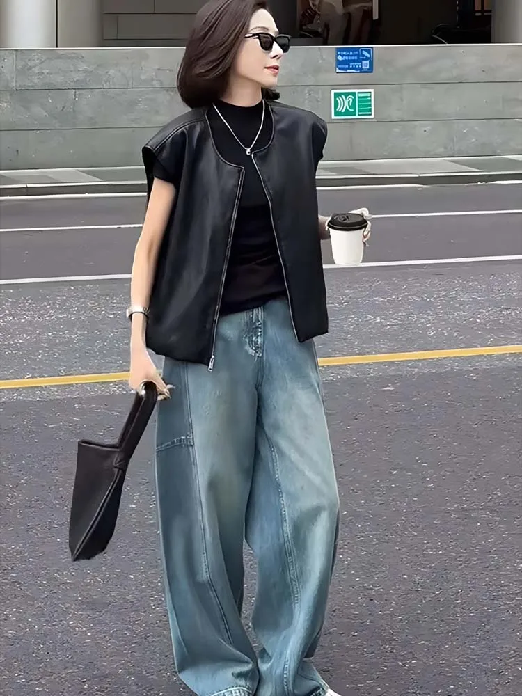 Весна 2026, модный женский кожаный жилет на молнии, повседневный коврик Svel Jaet, длина для поездок на работу, среднее тепло
Весна 2026, модный женский кожаный жилет на молнии, повседневный коврик Svel Jaet, длина для поездок на работу, среднее тепло