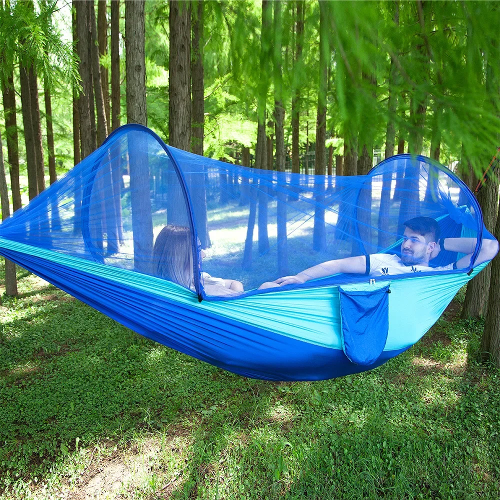 2022 Top Hammock with Anti-mosquito Outdoor Double Nylon Parachute Cloth Camping Net Quick Open Hammock Control Hammock
2022 Top Hammock with Anti-mosquito Outdoor Double Nylon Parachute Cloth Camping Net Quick Open Hammock Control Hammock