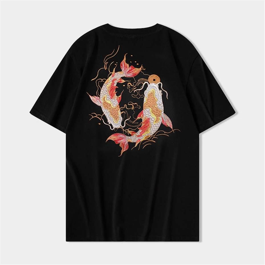 Mens Short Sleeve T-Shirt Streetwear Harajuku Koi Embroidery Tops Tees Men Chinese Style Loose Cotton Casual Tshirt Unisex
Mens Short Sleeve T-Shirt Streetwear Harajuku Koi Embroidery Tops Tees Men Chinese Style Loose Cotton Casual Tshirt Unisex
