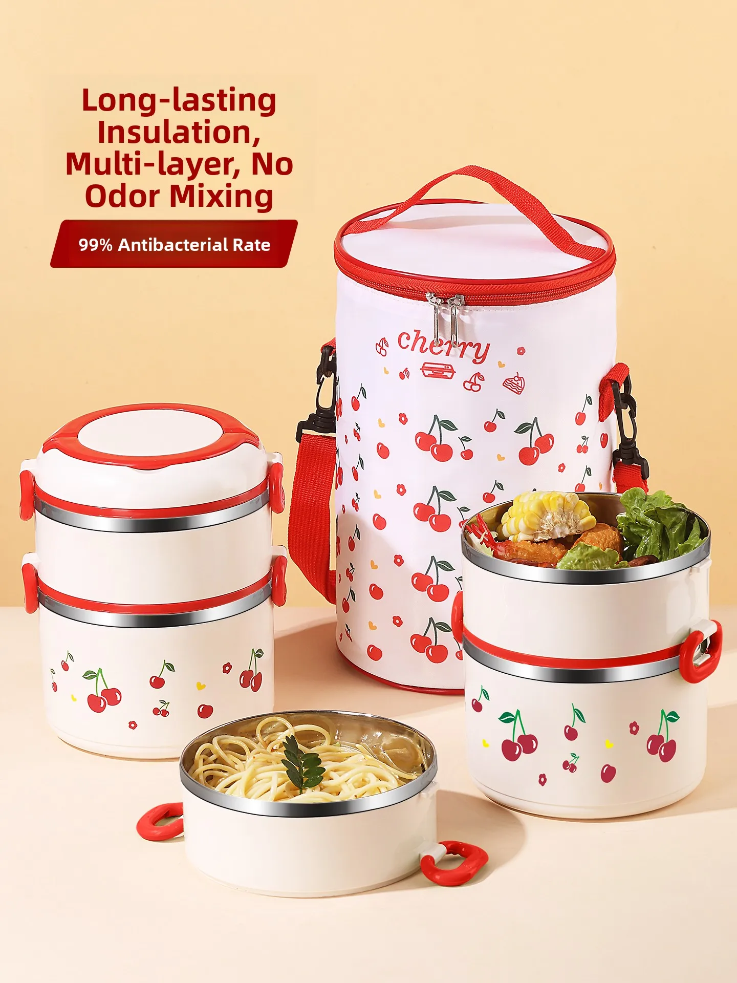 Cute Cherry Stainl Steel Multi-layer Large Capaci Insulated Lunch Box Portable Double-layer Bento Box Meal Container
Cute Cherry Stainl Steel Multi-layer Large Capaci Insulated Lunch Box Portable Double-layer Bento Box Meal Container