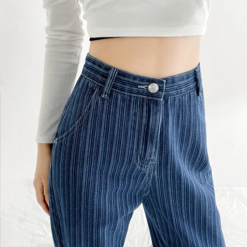 High Waist Jeans Women Retro Striped Loose Wide Leg Pants Spring Autumn Causal Straight Trousers All-match Vintage Denim Pants
High Waist Jeans Women Retro Striped Loose Wide Leg Pants Spring Autumn Causal Straight Trousers All-match Vintage Denim Pants