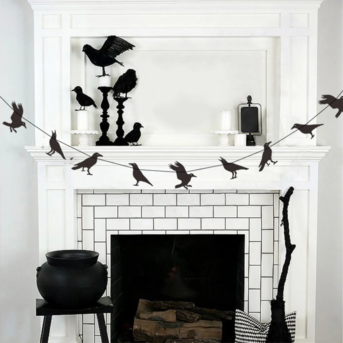 Garland for Fireplace Decorations Dining Table Halloween Paper Banner Crows Child
Garland for Fireplace Decorations Dining Table Halloween Paper Banner Crows Child