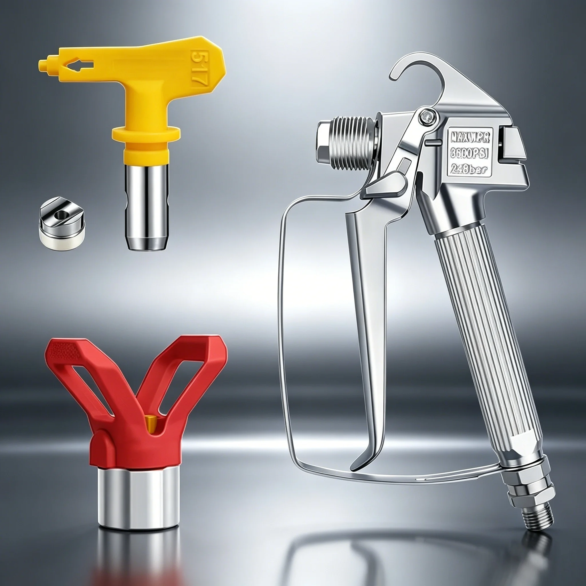 Airless Paint Spray Gun Kit with 517 Nozzle Tip Guard and Seal 3600PSI
Airless Paint Spray Gun Kit with 517 Nozzle Tip Guard and Seal 3600PSI