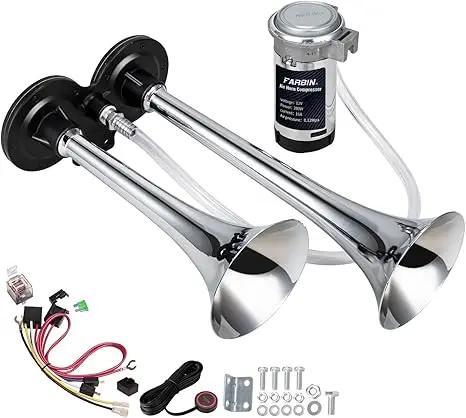 12V 150db Air Horn with Compressor And Wire Harness Button Universal Car Horn Chrome Zinc Super Loud Dual Tone CarTruck Horn
12V 150db Air Horn with Compressor And Wire Harness Button Universal Car Horn Chrome Zinc Super Loud Dual Tone CarTruck Horn