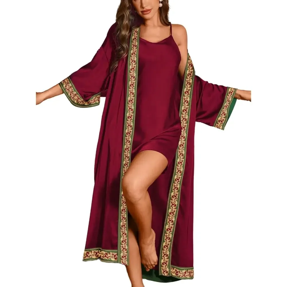 Satin Robe Sets For Women, 2-PC Lightweight Bathrobe, Silk Sleepwear Kimono Bridesmaid Sexy Robes
Satin Robe Sets For Women, 2-PC Lightweight Bathrobe, Silk Sleepwear Kimono Bridesmaid Sexy Robes