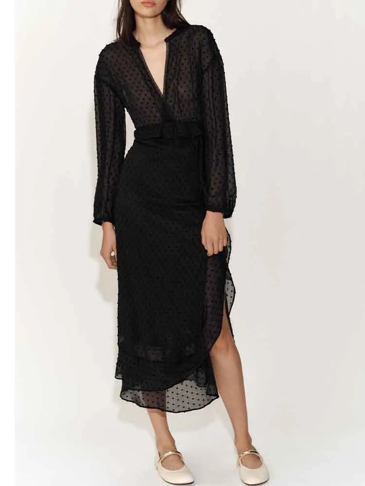 European style new arrivals Women's clothing Layered decoration fashionable chiffon long sleeve v-neck dress
European style new arrivals Women's clothing Layered decoration fashionable chiffon long sleeve v-neck dress