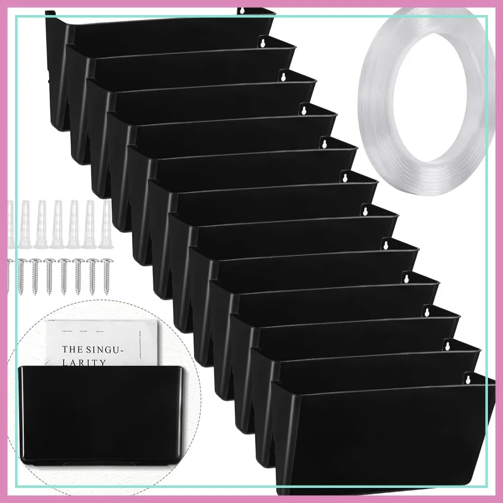 12 Pcs Plastic Wall File Holder with Adhesive Tape and Screws, Hanging Folder Organizer for Office Home Classroom, Black
12 Pcs Plastic Wall File Holder with Adhesive Tape and Screws, Hanging Folder Organizer for Office Home Classroom, Black