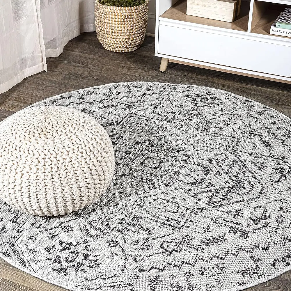 Smb105D-6R Estrella Bohemian Medallion Textured Weave Black/Gray 6' Round Indoor/Outdoor Area Rug, Pet Friendly, Non-Shedding,
Smb105D-6R Estrella Bohemian Medallion Textured Weave Black/Gray 6' Round Indoor/Outdoor Area Rug, Pet Friendly, Non-Shedding,