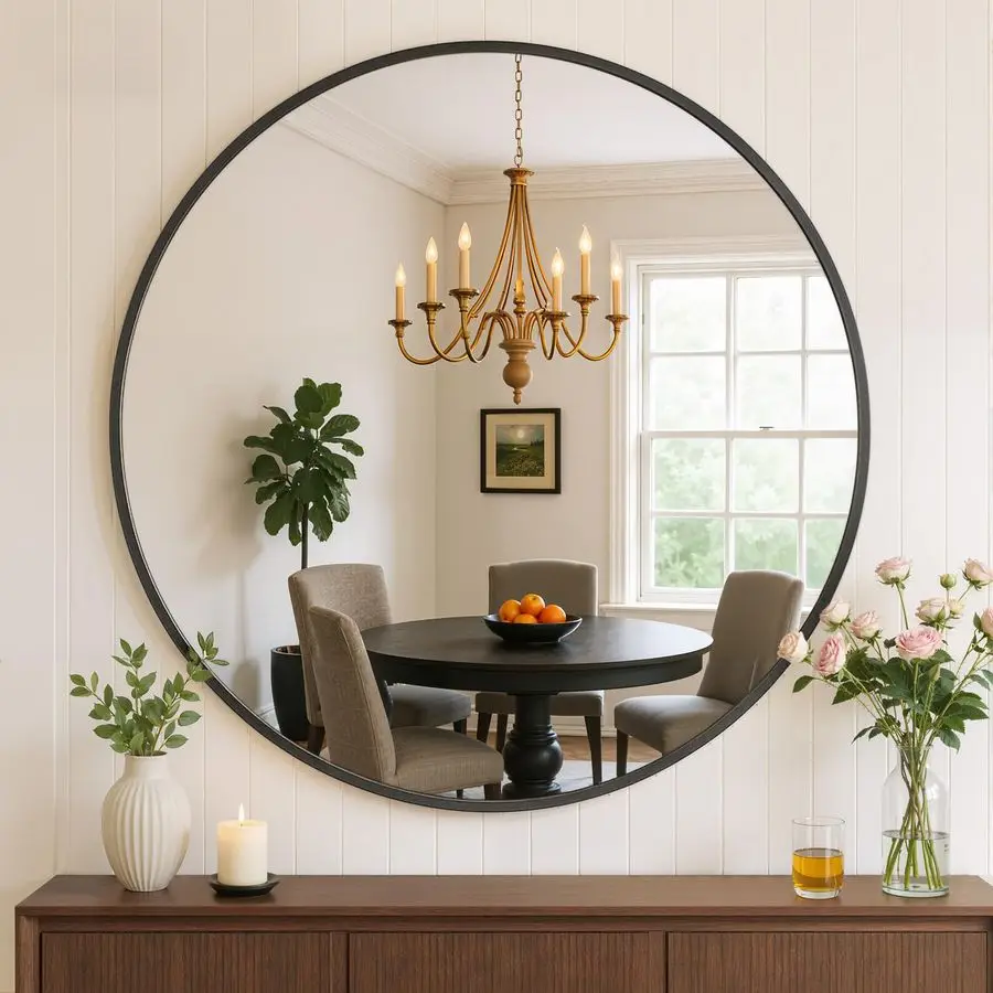 Bathroom Mirror for Wall, 30 Inch Round Mirror, Matte Black Metal Framed Circle Vanity Mirror for Bathroom Bedroom Living Room
Bathroom Mirror for Wall, 30 Inch Round Mirror, Matte Black Metal Framed Circle Vanity Mirror for Bathroom Bedroom Living Room