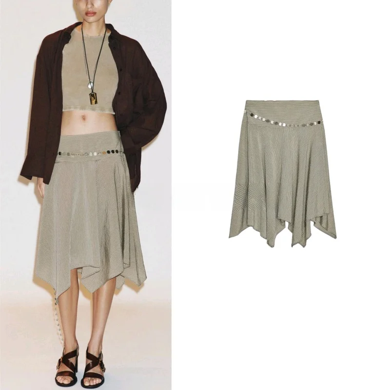 New Summer Women's Hepburn Sle Asymmetric Midi Skirt with Hook Decoration High Waist Stripe Belt Casual Polyester Fiber
New Summer Women's Hepburn Sle Asymmetric Midi Skirt with Hook Decoration High Waist Stripe Belt Casual Polyester Fiber