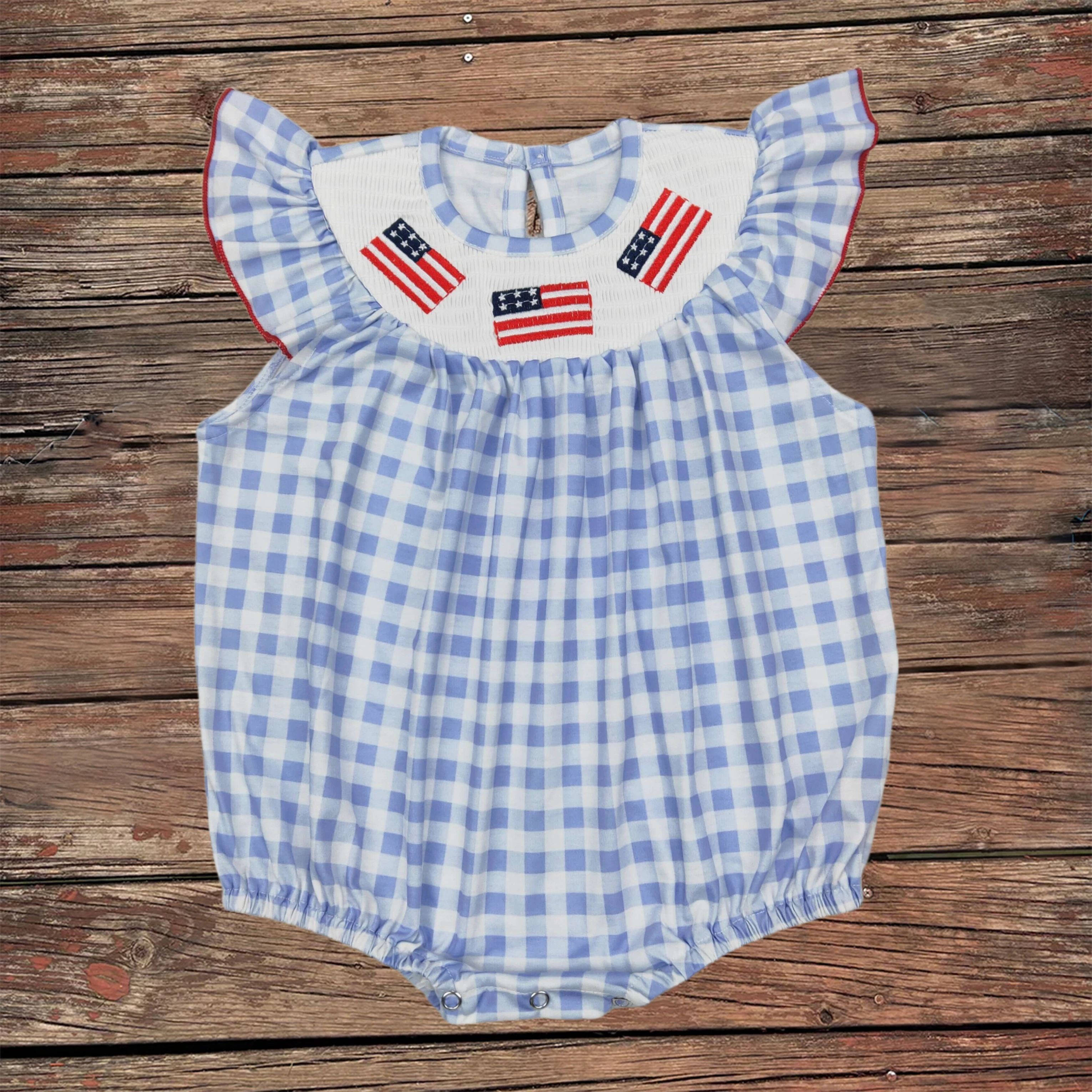 Wholesale Newborn July 4th Romper Kids Embroidery Flags Jumpsuit Toddler Baby Girls Clothes Children Smocked Overall Onesies
Wholesale Newborn July 4th Romper Kids Embroidery Flags Jumpsuit Toddler Baby Girls Clothes Children Smocked Overall Onesies