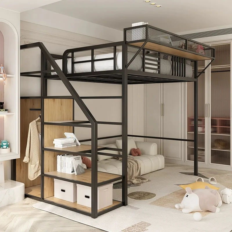 Elevated bed with suspended sheets Upper bed Upper bed Lower table Space saving household duplex second floor Loft
Elevated bed with suspended sheets Upper bed Upper bed Lower table Space saving household duplex second floor Loft