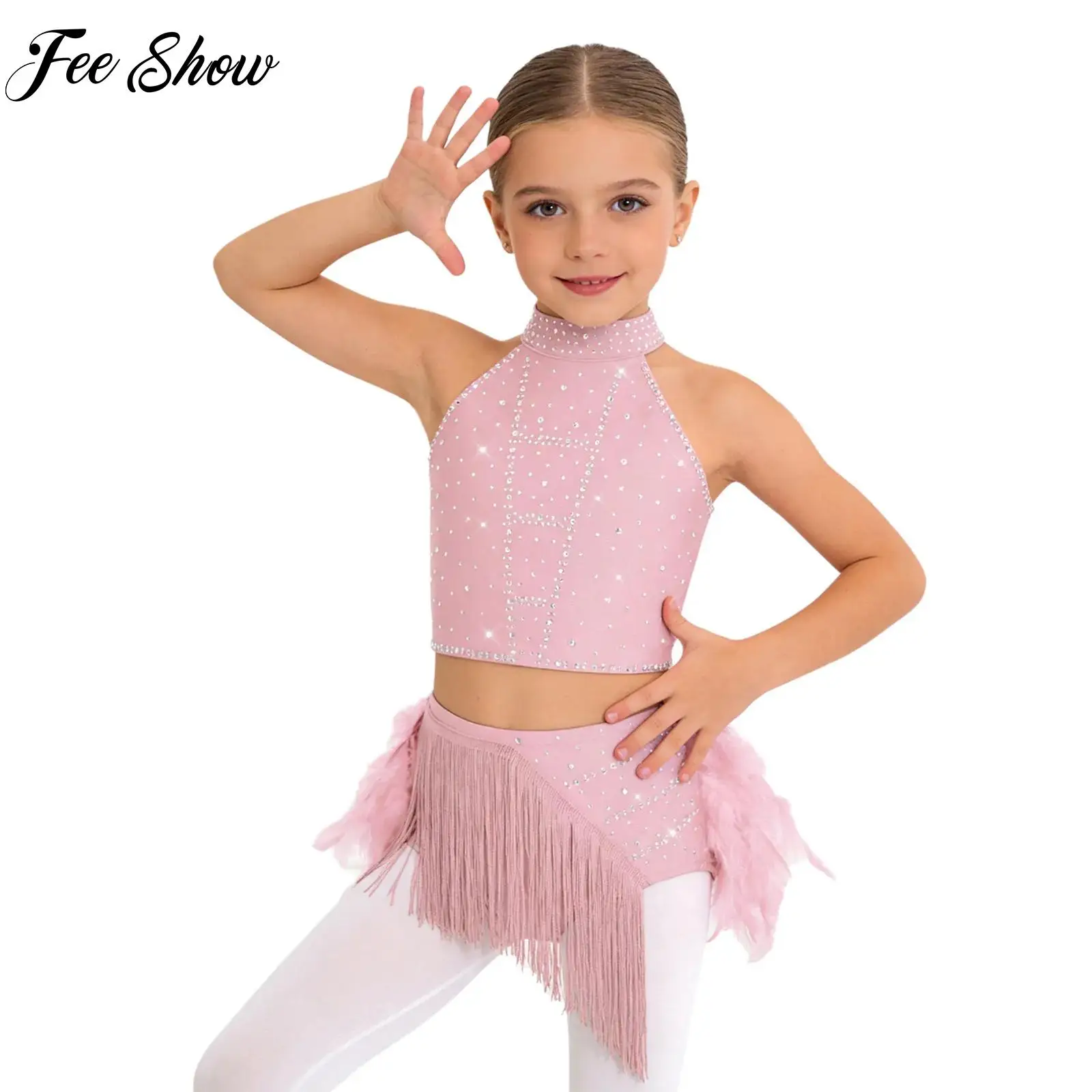 Kids Latin Dance Outfit Girl Samba Rumba Chacha Performance Competition Costume Halter Sleeveless Crop Top+Tassels Feather Skirt
Kids Latin Dance Outfit Girl Samba Rumba Chacha Performance Competition Costume Halter Sleeveless Crop Top+Tassels Feather Skirt