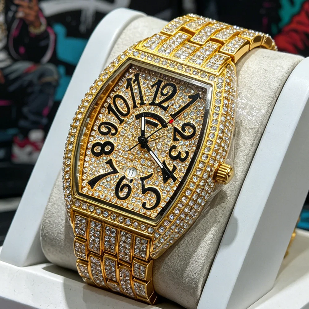 Tonneau NO Logo Full Diamond Hip Hop Iced Out Bling Quartz Watch Men Fashion Hot Brand Jewelry Wristwatch for Man Dropshipping
Tonneau NO Logo Full Diamond Hip Hop Iced Out Bling Quartz Watch Men Fashion Hot Brand Jewelry Wristwatch for Man Dropshipping
