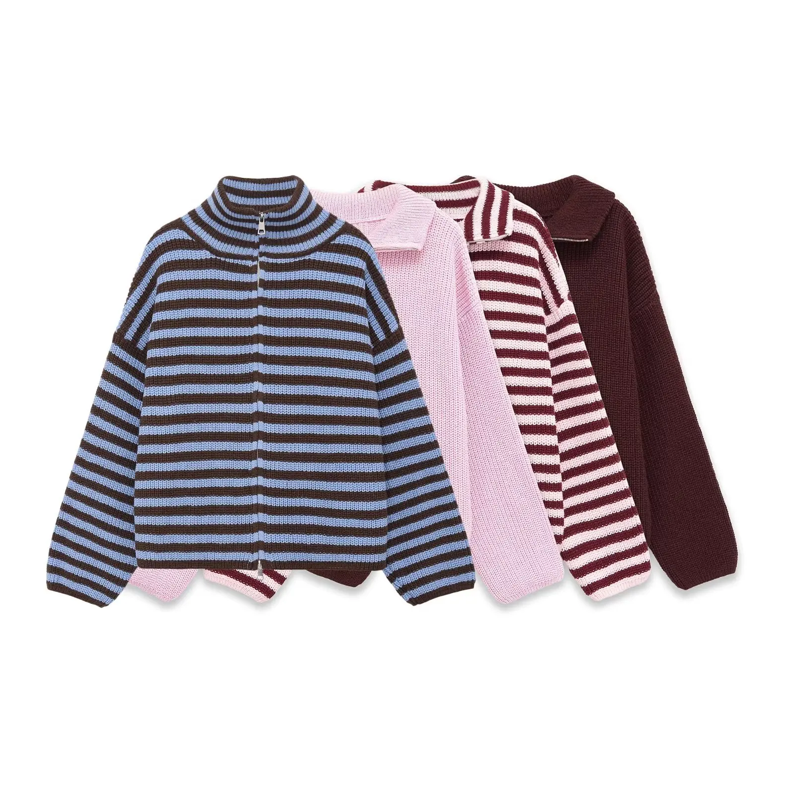 European and American style 2026 spring new sweet style girly Internet celebrity style striped double zipper knitted jacket
European and American style 2026 spring new sweet style girly Internet celebrity style striped double zipper knitted jacket