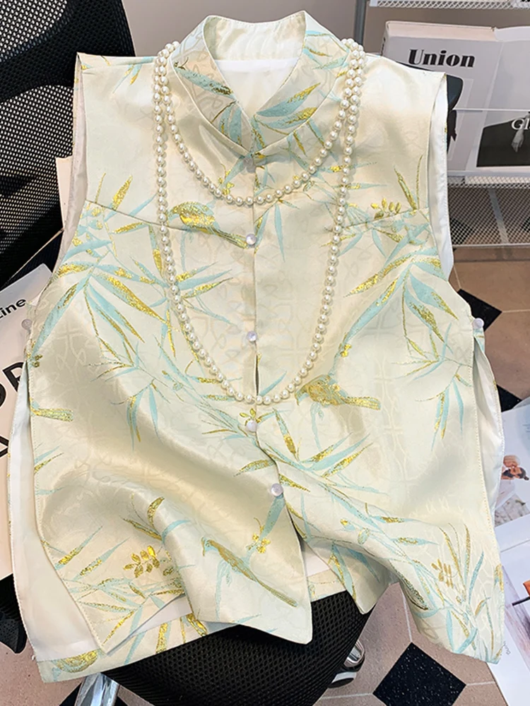 New Chinese Style Tang Suit Vest Women's Summer High End Personality National Trend Stand Collar Vest Shoulder Pad Top
New Chinese Style Tang Suit Vest Women's Summer High End Personality National Trend Stand Collar Vest Shoulder Pad Top