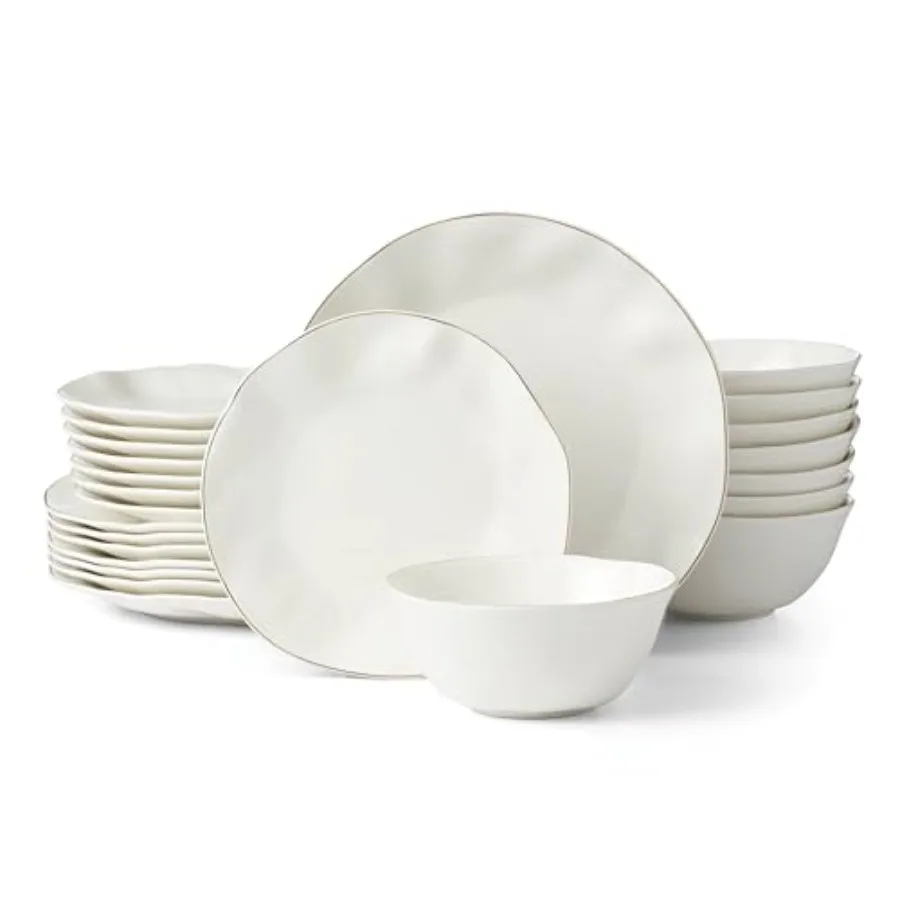 Blue Bay White 24-Piece Dinnerware Set for Dining Room Use Ceramic Material White Color Durable and Microwave Safe
Blue Bay White 24-Piece Dinnerware Set for Dining Room Use Ceramic Material White Color Durable and Microwave Safe
