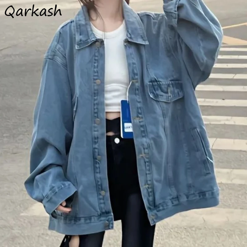 Denim Jackets Women Turn-down Collar Single Breasted Simple Pockets Fashion Korean Style Loose Students Clothing Spring Chic
Denim Jackets Women Turn-down Collar Single Breasted Simple Pockets Fashion Korean Style Loose Students Clothing Spring Chic