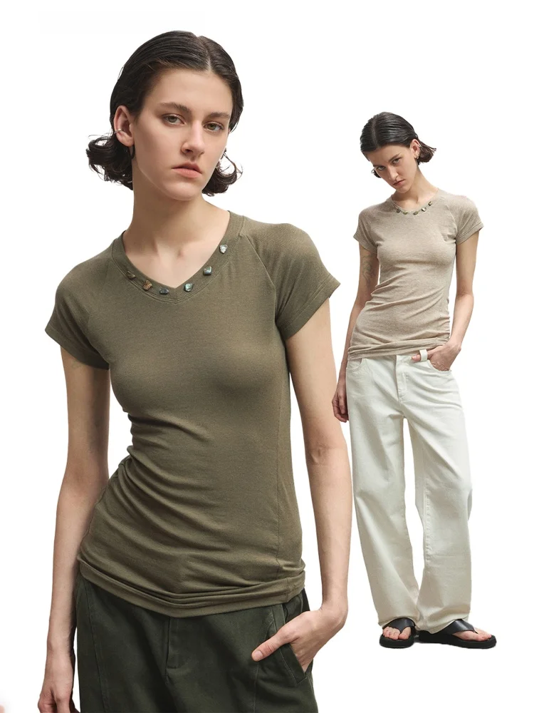 Футболка Numberhere Slim Fit ort Sve V Ne ell с украшением, женский летний топ из лайкры, вискоза, эластичное волокно
Футболка Numberhere Slim Fit ort Sve V Ne ell с украшением, женский летний топ из лайкры, вискоза, эластичное волокно