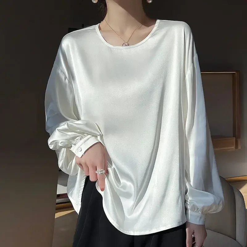 French luxury silk top women's long sleeved shirt elastic double-sided satin loose heavy weight silk shirt
French luxury silk top women's long sleeved shirt elastic double-sided satin loose heavy weight silk shirt