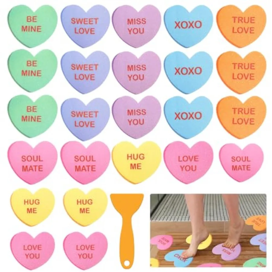 24 Pcs Valentine's Day Bathroom Non Slip Stickers Shower Stickers Heart Anti Slip Bathtub Treads with Scraper Decorative Adhesi
24 Pcs Valentine's Day Bathroom Non Slip Stickers Shower Stickers Heart Anti Slip Bathtub Treads with Scraper Decorative Adhesi