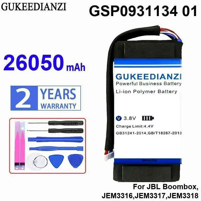 26050 мАч для Jbl Boombox, JEM3316, JEM3317, JEM3318 Сменный аккумулятор премиум-класса для динамика, долговечный GSP0931134 01
26050 мАч для Jbl Boombox, JEM3316, JEM3317, JEM3318 Сменный аккумулятор премиум-класса для динамика, долговечный GSP0931134 01